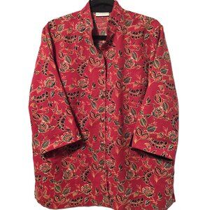 Draper's & Damon's Red Floral Tapestry Jacket Size PXL